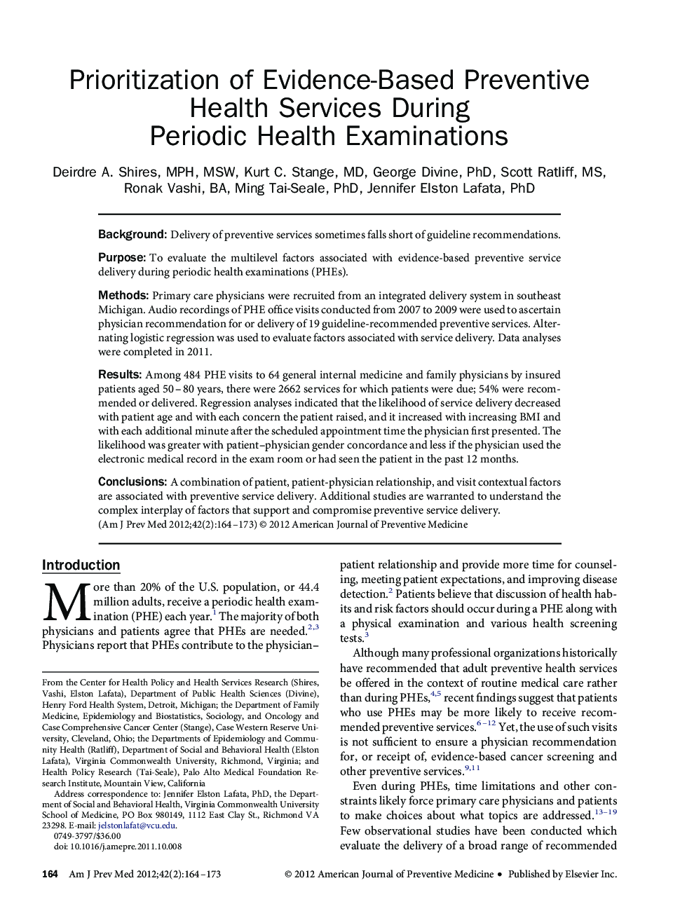 عکس صفحه اول مقاله: Prioritization of Evidence-Based Preventive Health Services During Periodic Health Examinations Prioritization of Evidence-Based Preventive Health Services During Periodic Health Examinations