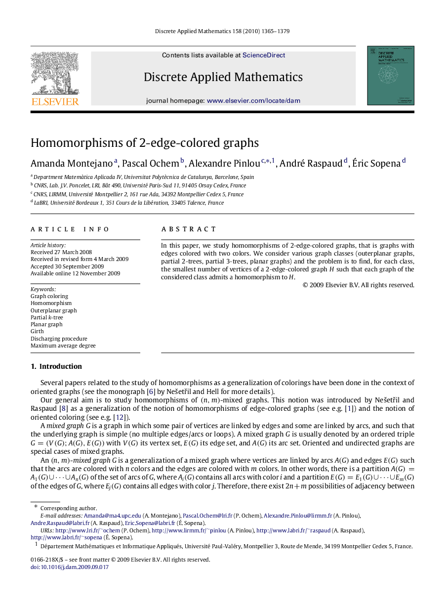 Homomorphisms of 2-edge-colored graphs