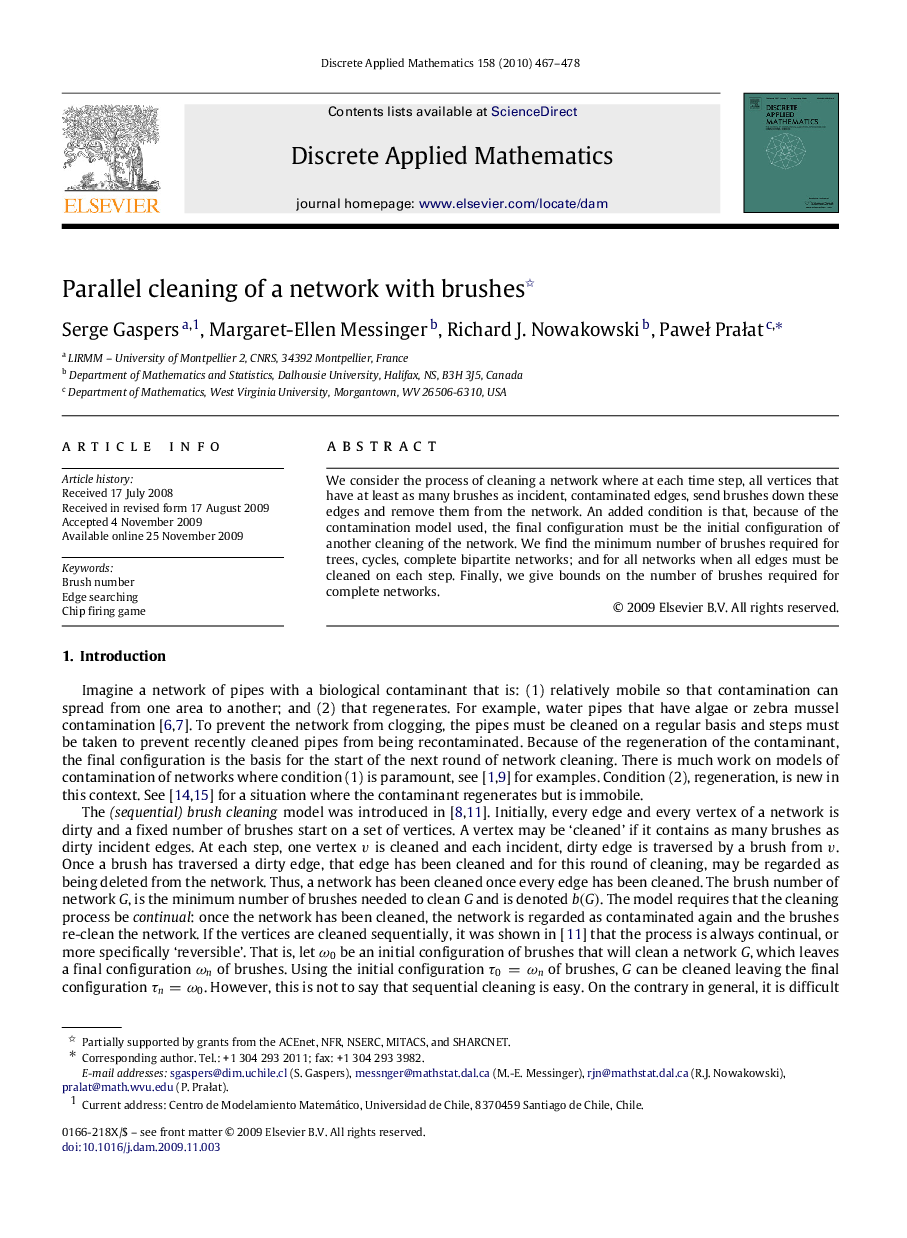 Parallel cleaning of a network with brushes 