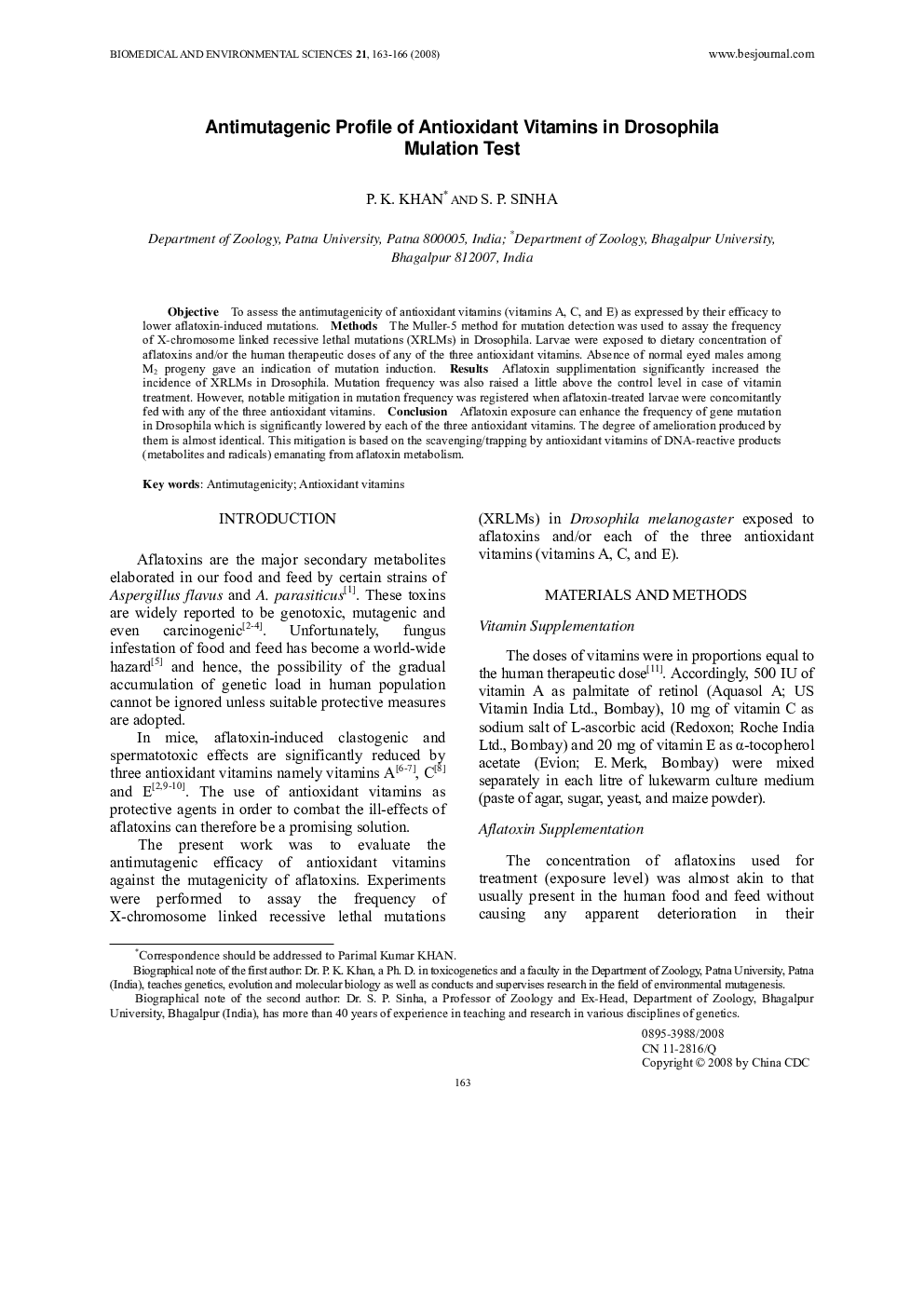 Antimutagenic Profile of Antioxidant Vitamins in Drosophila Mulation Test