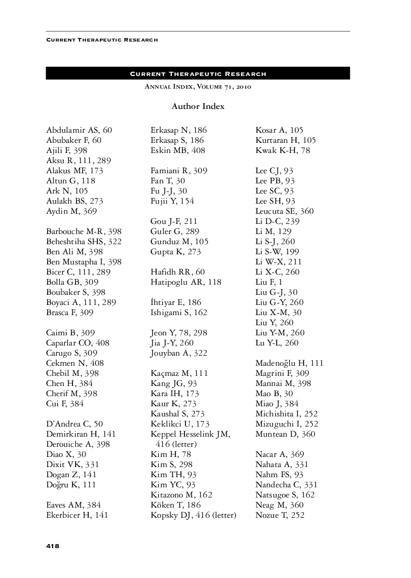 عکس صفحه اول مقاله: Annual author/subject indexes Annual author/subject indexes