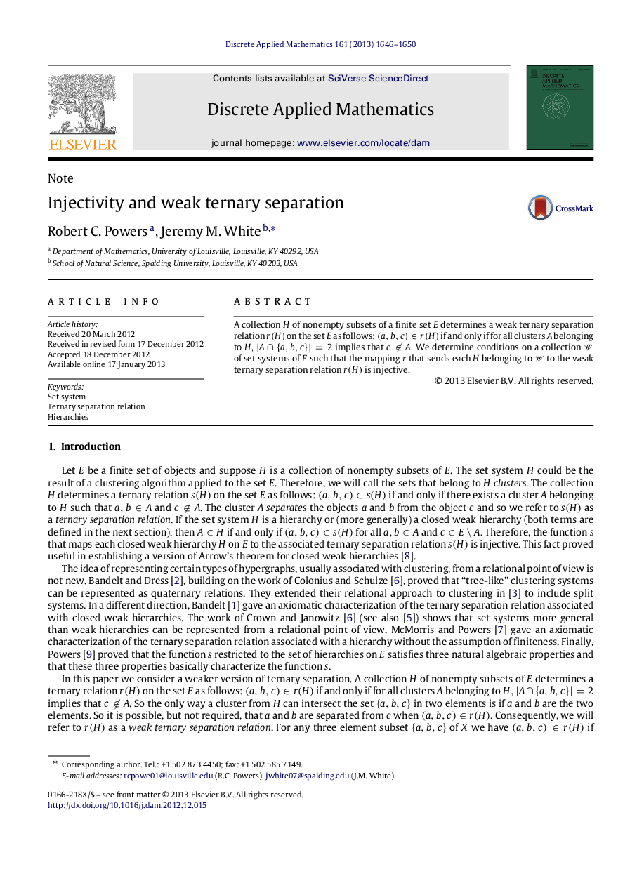 Injectivity and weak ternary separation