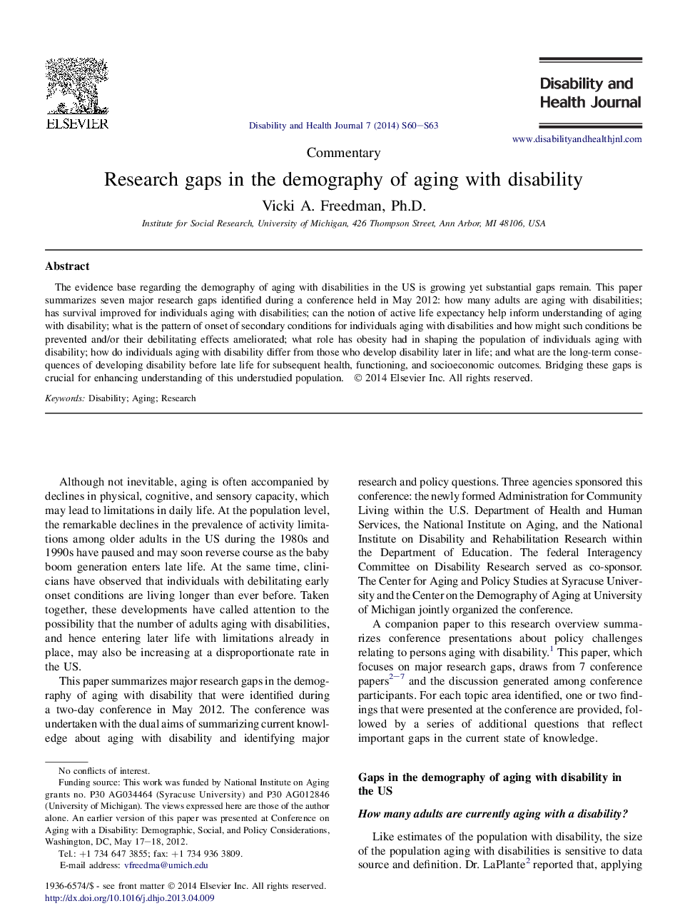 شکاف تحقیق در جمعیت شناسی پیری با معلولیت 