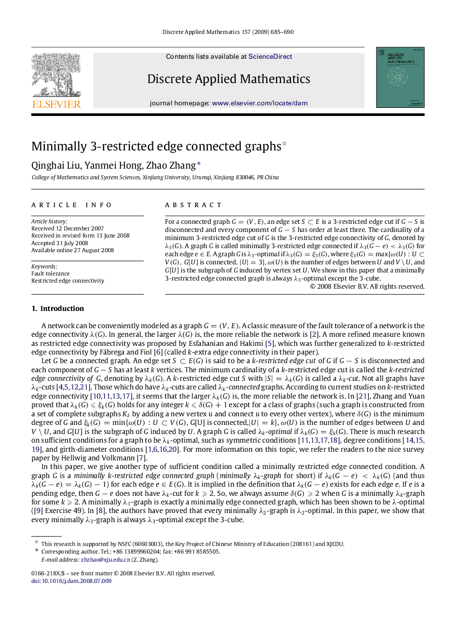 Minimally 3-restricted edge connected graphs 