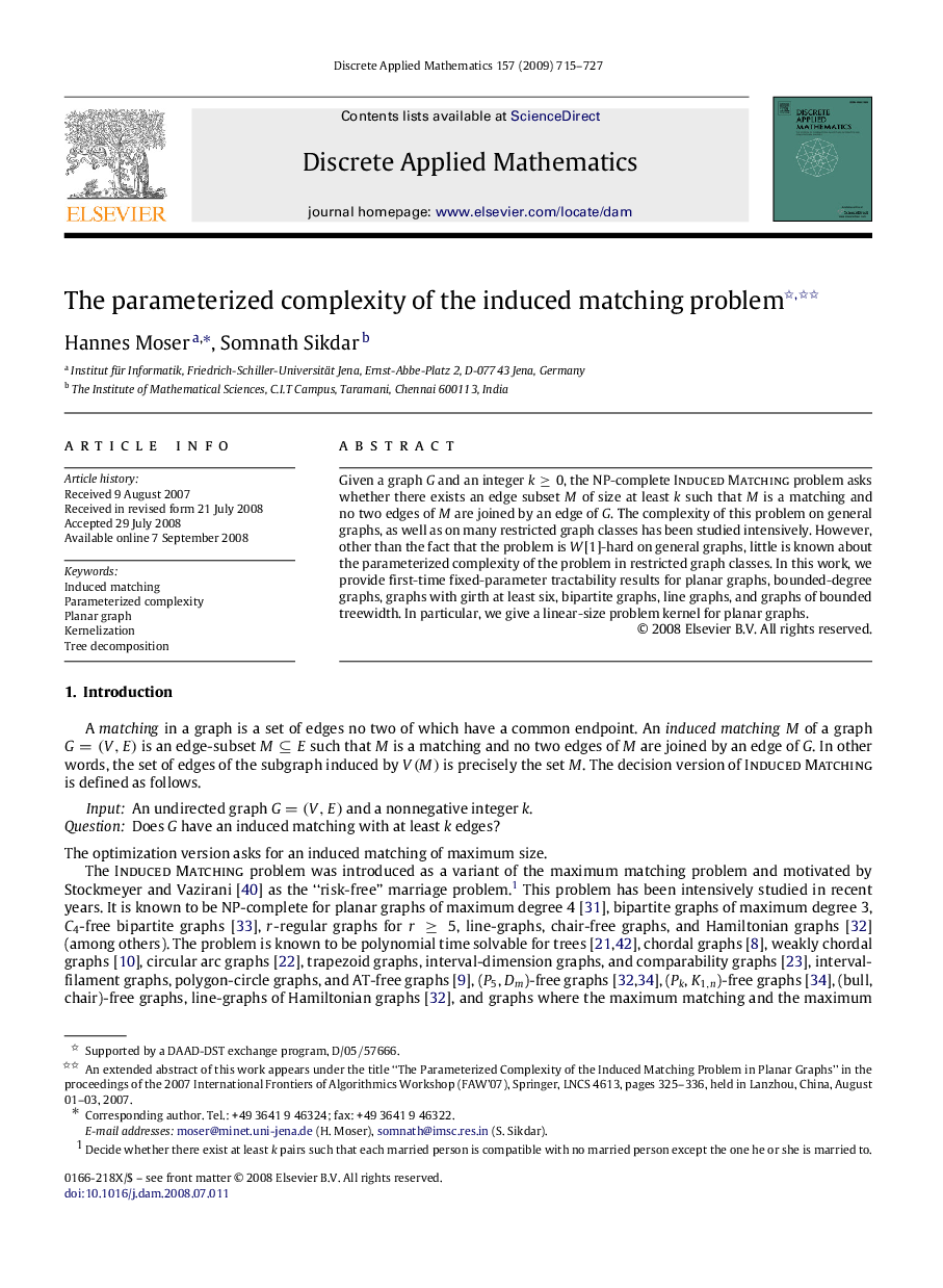 The parameterized complexity of the induced matching problem 