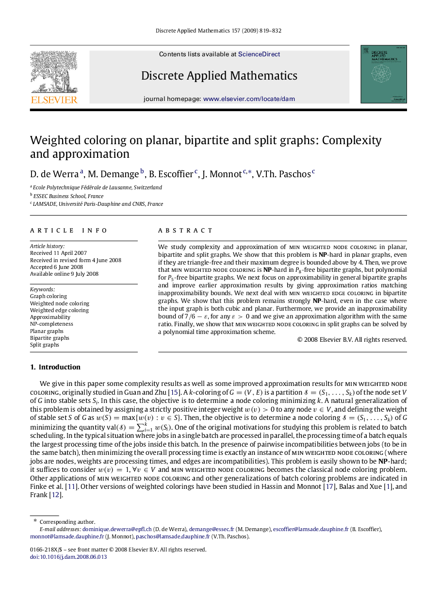 Weighted coloring on planar, bipartite and split graphs: Complexity and approximation