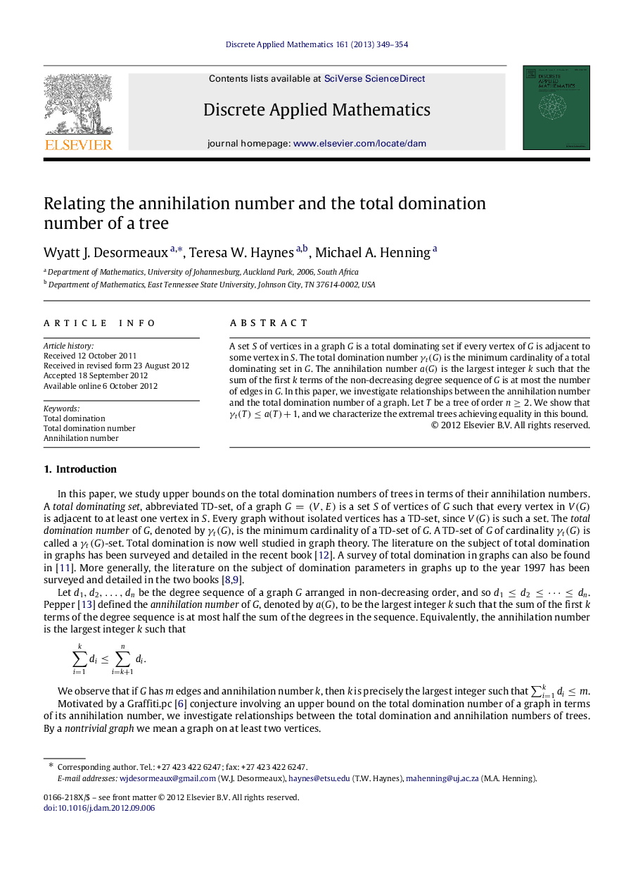 Relating the annihilation number and the total domination number of a tree