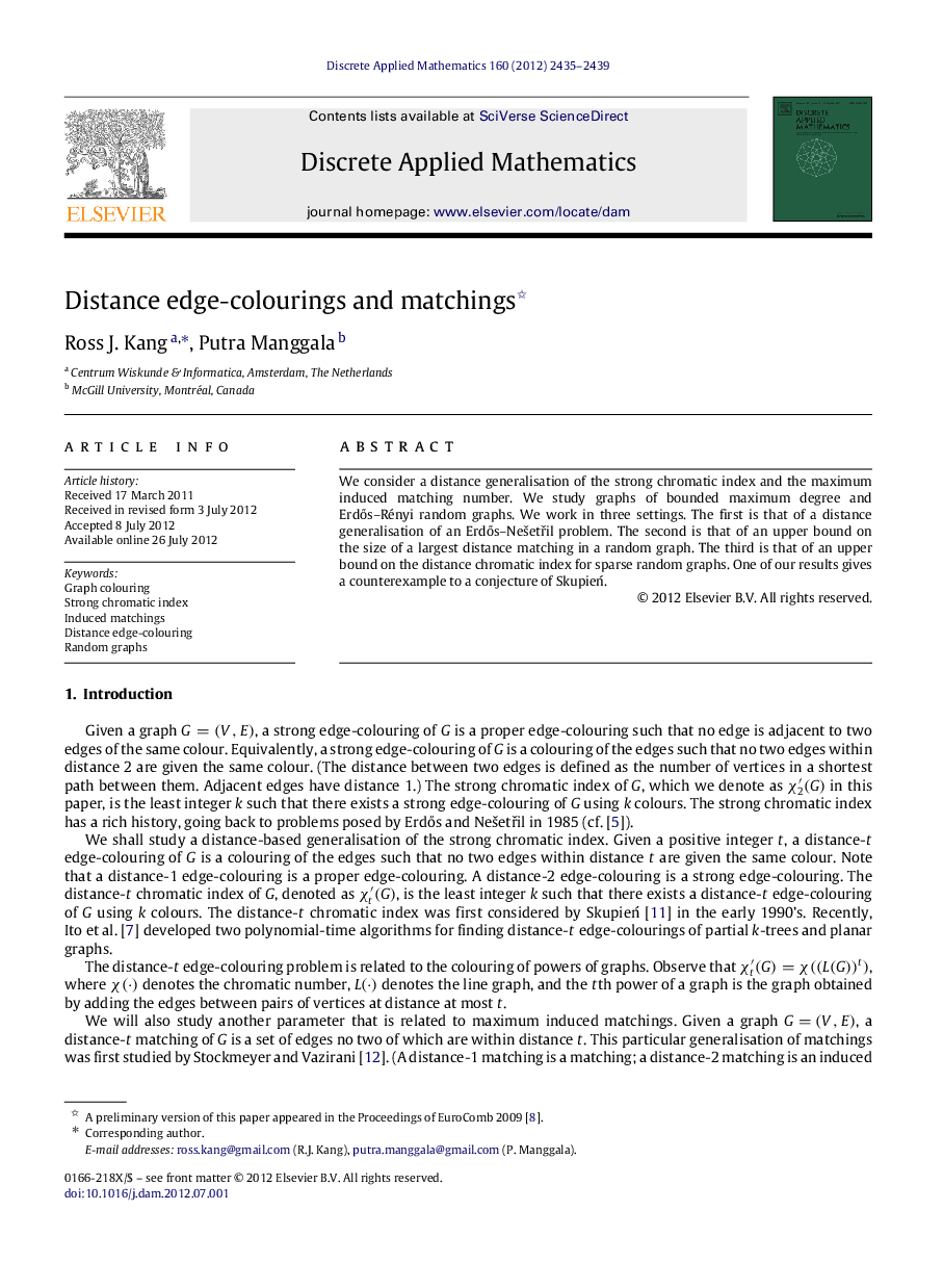 Distance edge-colourings and matchings 