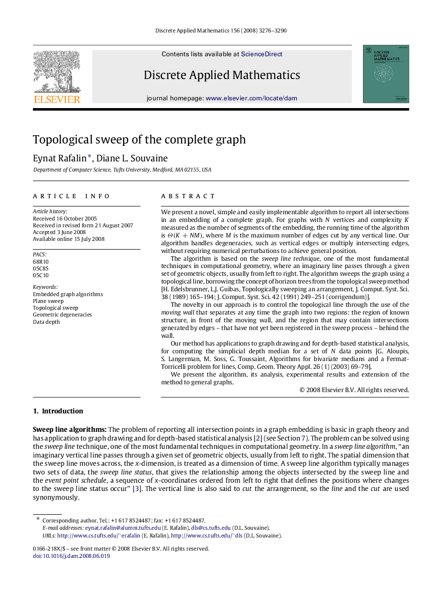 Topological sweep of the complete graph