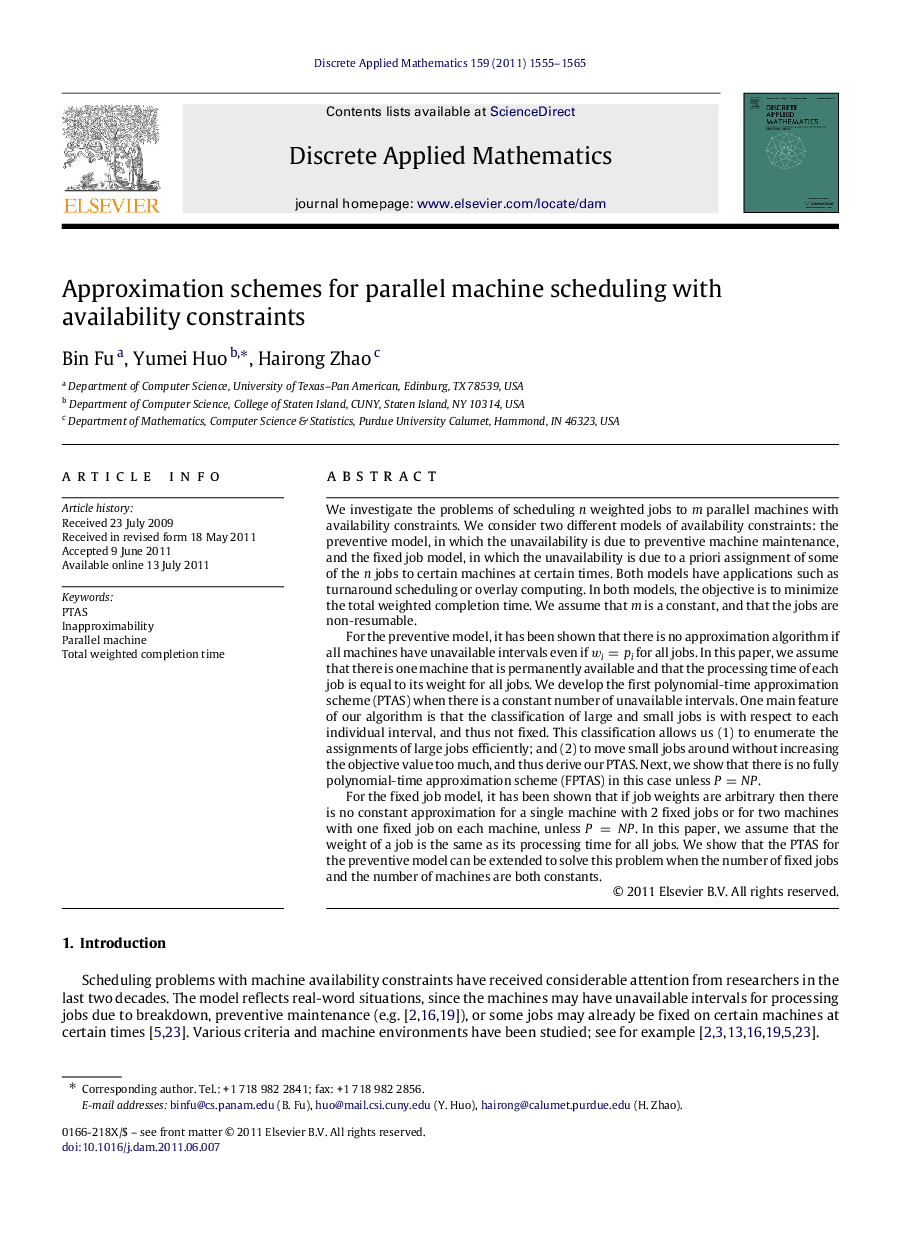 Approximation schemes for parallel machine scheduling with availability constraints