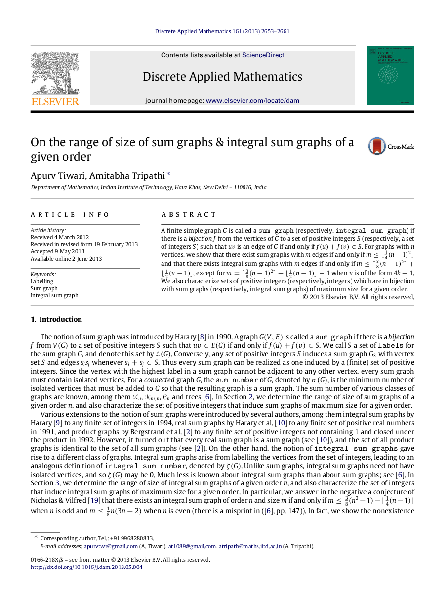 On the range of size of sum graphs & integral sum graphs of a given order