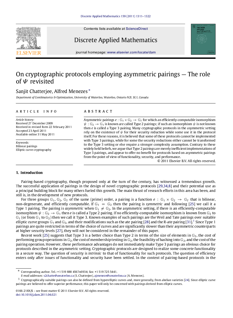 On cryptographic protocols employing asymmetric pairings — The role of ΨΨ revisited