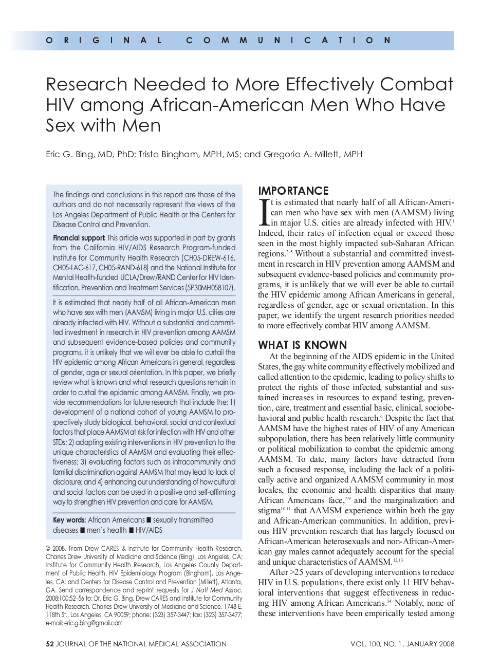 Research Needed to More Effectively Combat HIV among African-American Men Who Have Sex with Men