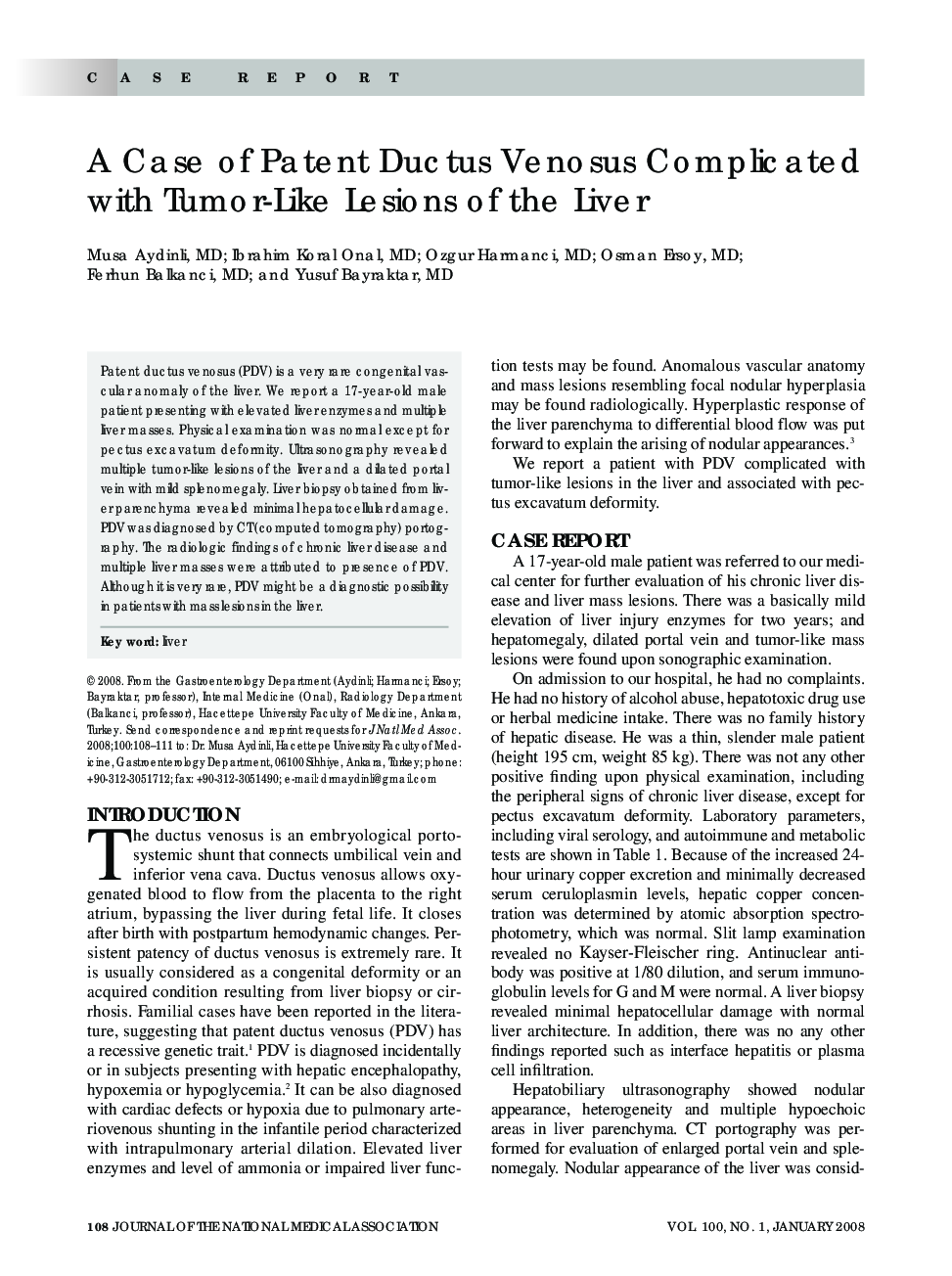 A Case of Patent Ductus Venosus Complicated with Tumor-Like Lesions of the Liver