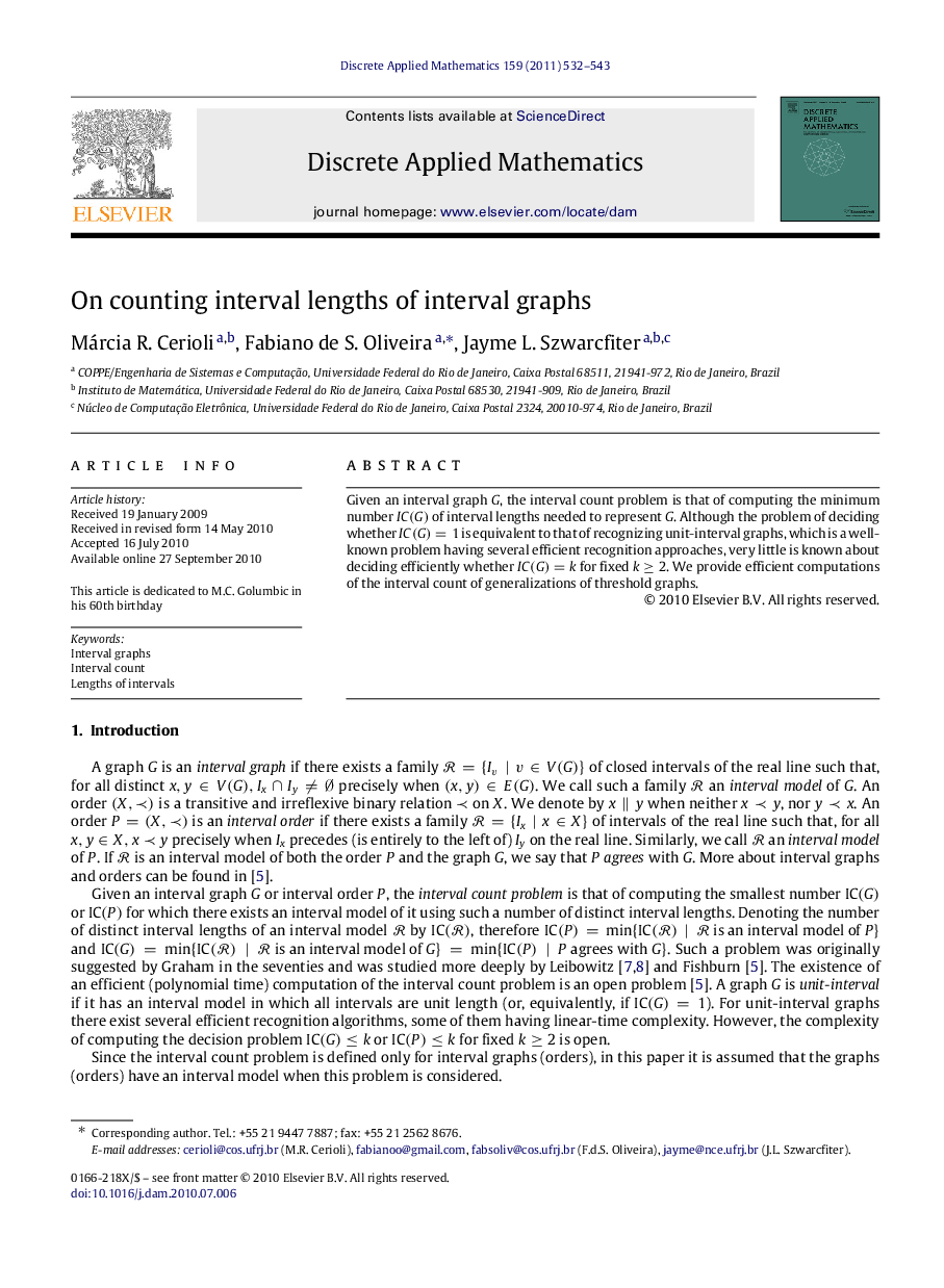 On counting interval lengths of interval graphs