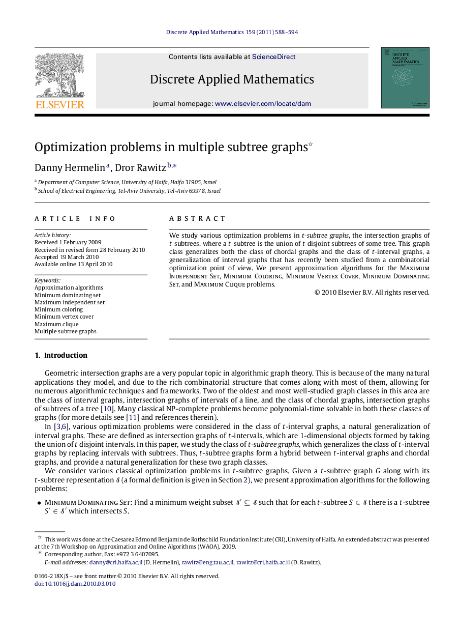 Optimization problems in multiple subtree graphs 