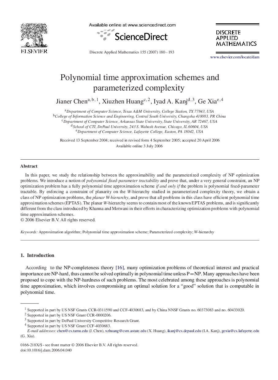 Polynomial time approximation schemes and parameterized complexity