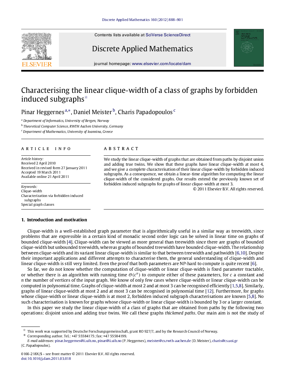 Characterising the linear clique-width of a class of graphs by forbidden induced subgraphs 