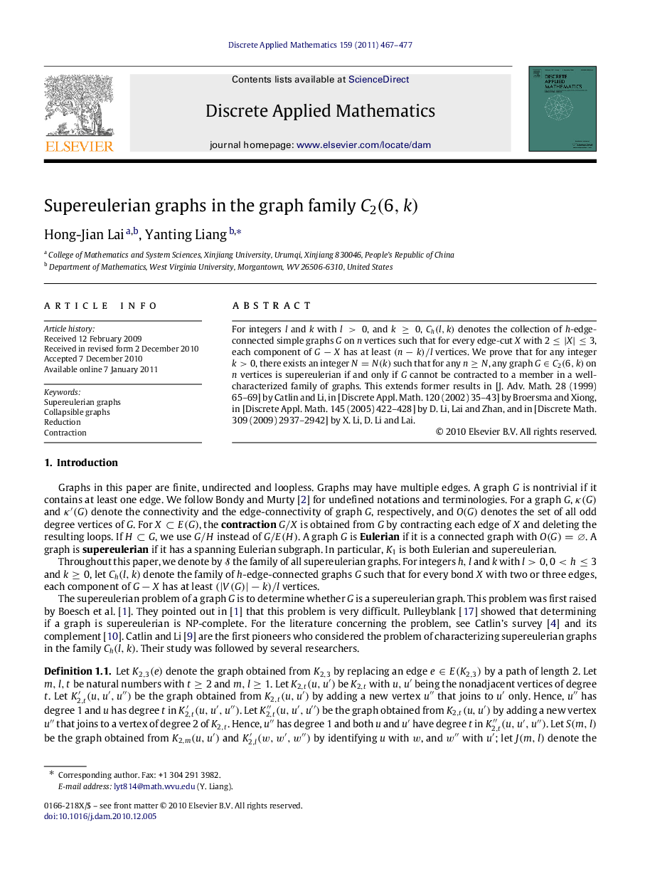 Supereulerian graphs in the graph family C2(6,k)C2(6,k)