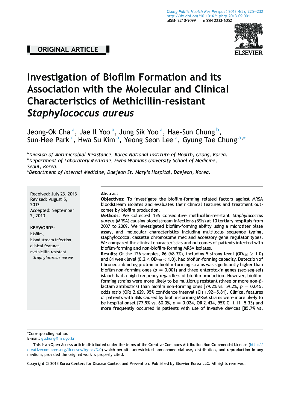 Investigation of Biofilm Formation and its Association with the Molecular and Clinical Characteristics of Methicillin-resistant Staphylococcus aureus 