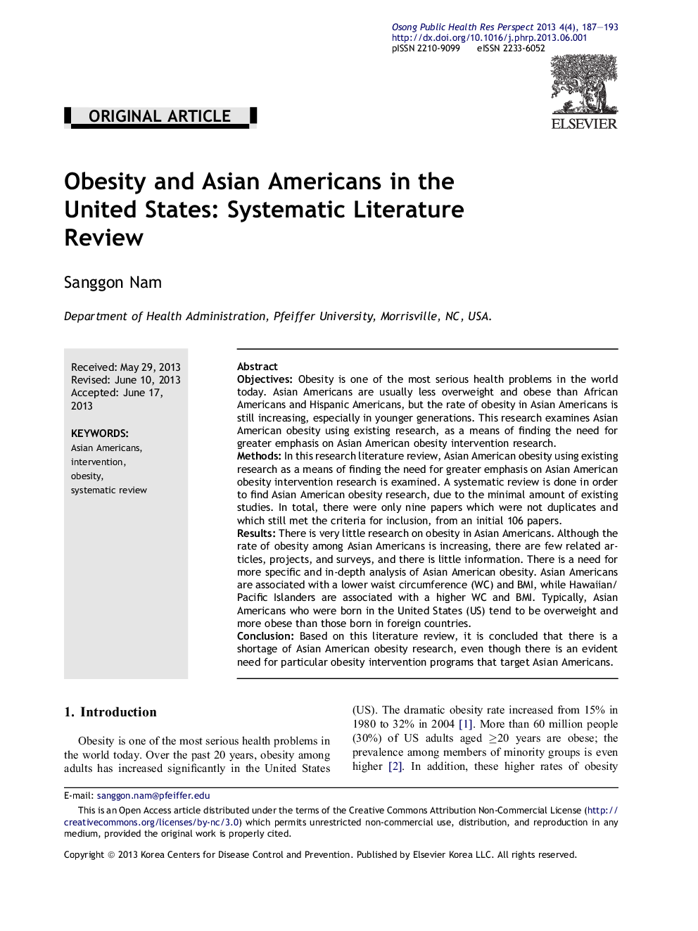 Obesity and Asian Americans in the United States: Systematic Literature Review 