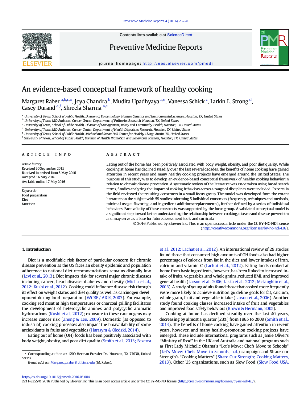 An evidence-based conceptual framework of healthy cooking