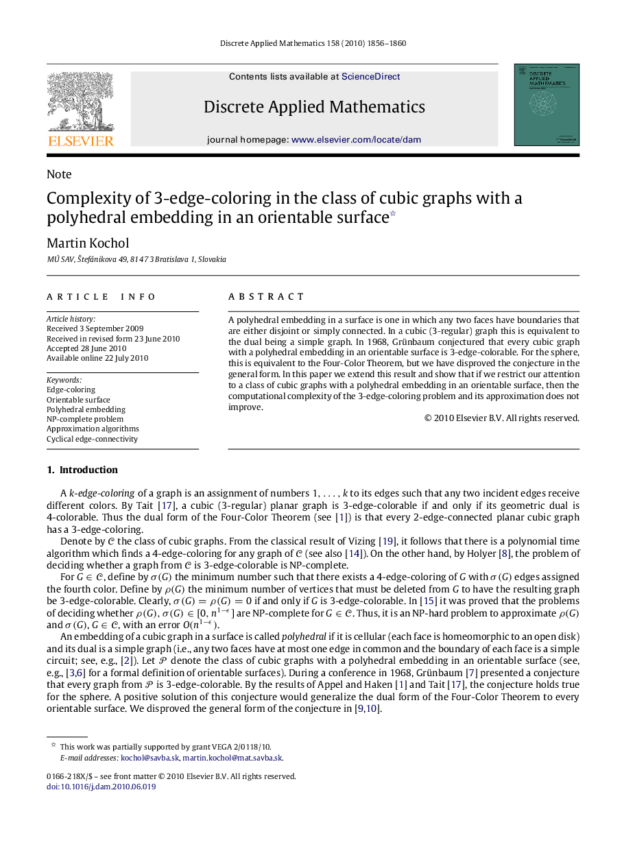 Complexity of 3-edge-coloring in the class of cubic graphs with a polyhedral embedding in an orientable surface 