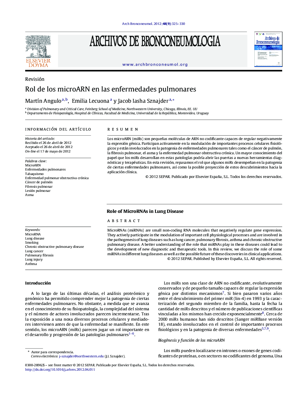 Rol de los microARN en las enfermedades pulmonares