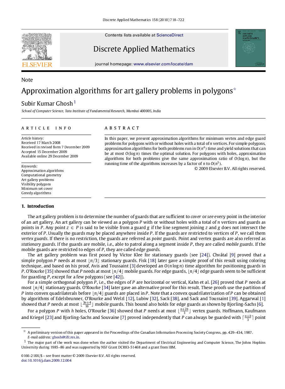 Approximation algorithms for art gallery problems in polygons 