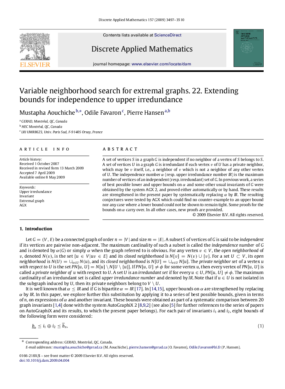 Variable neighborhood search for extremal graphs. 22. Extending bounds for independence to upper irredundance