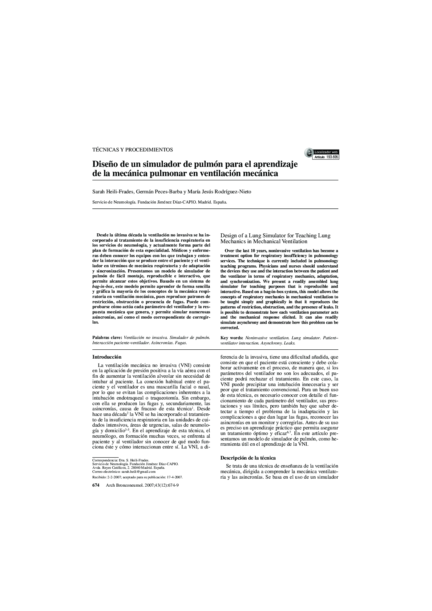 Diseño de un simulador de pulmón para el aprendizaje de la mecánica pulmonar en ventilación mecánica