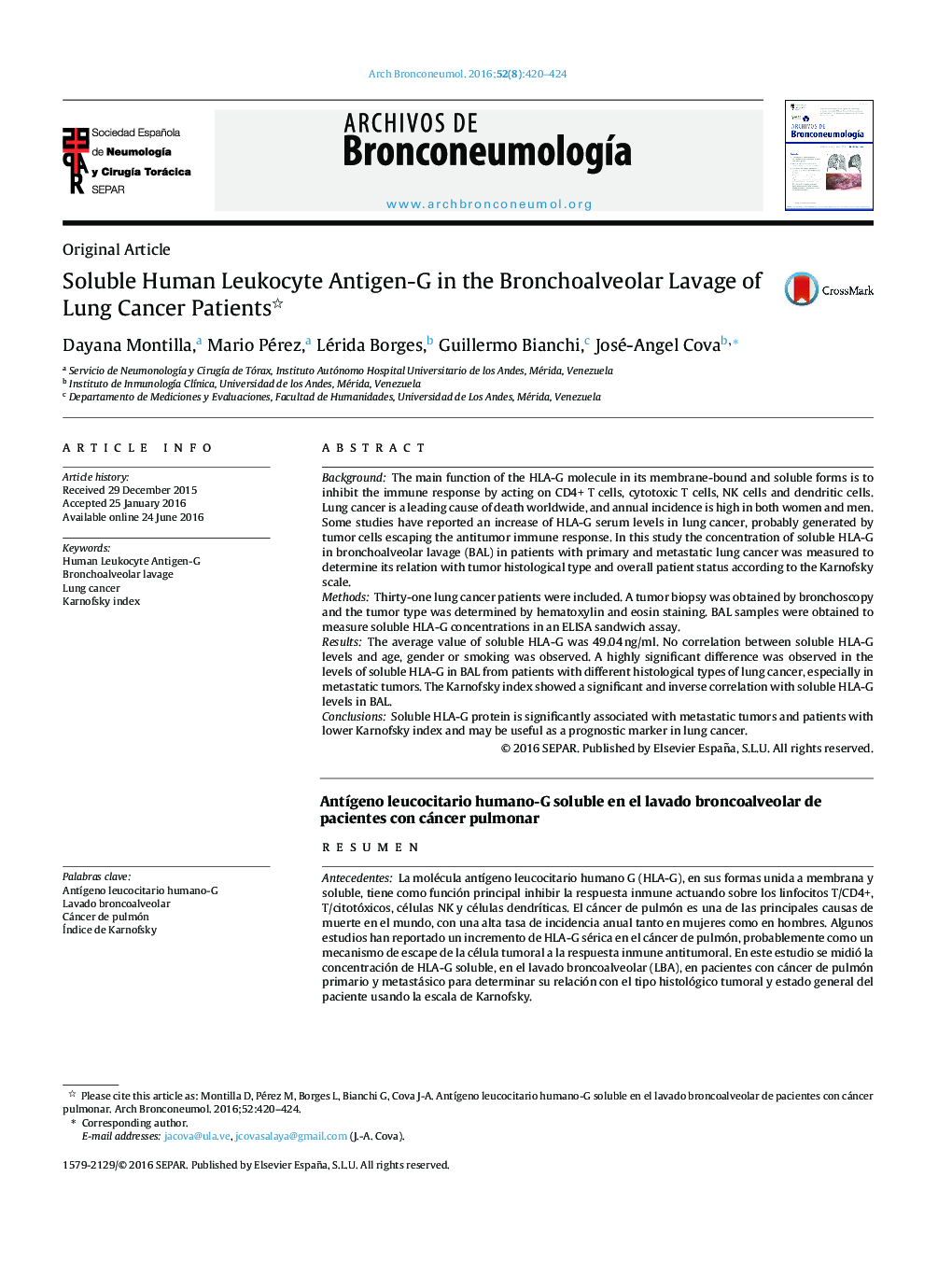 Soluble Human Leukocyte Antigen-G in the Bronchoalveolar Lavage of Lung Cancer Patients 