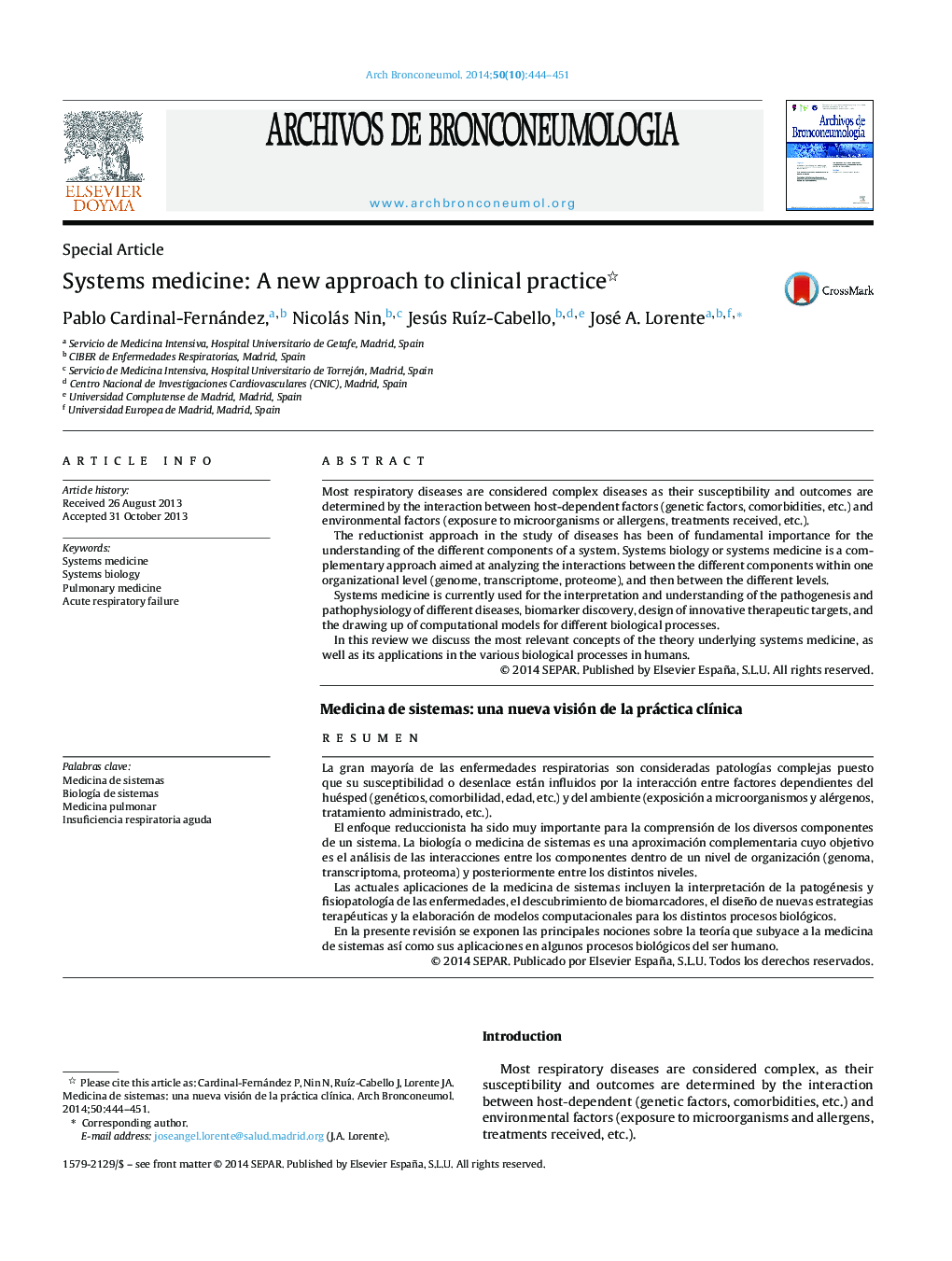 Systems medicine: A new approach to clinical practice 