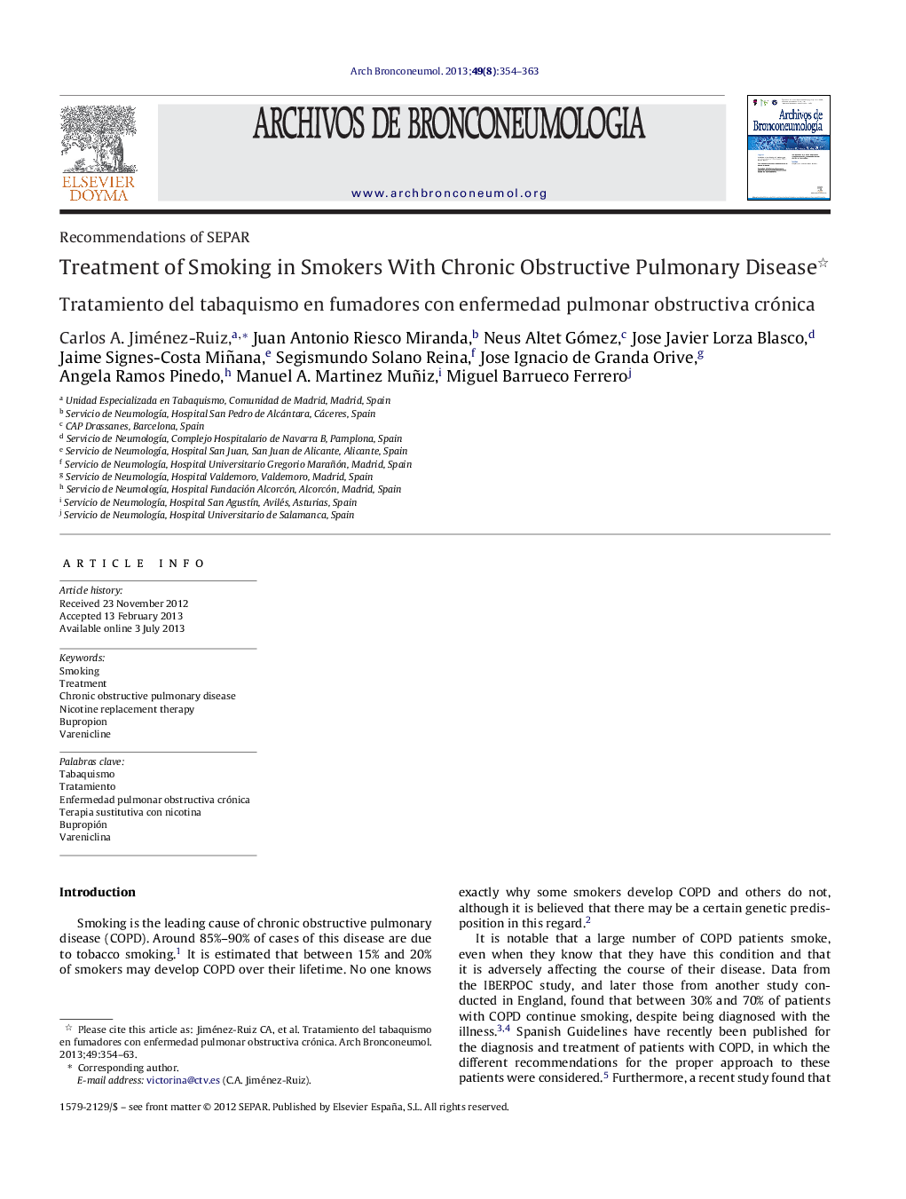 Treatment of Smoking in Smokers With Chronic Obstructive Pulmonary Disease