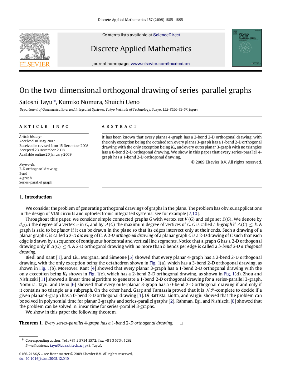 On the two-dimensional orthogonal drawing of series-parallel graphs