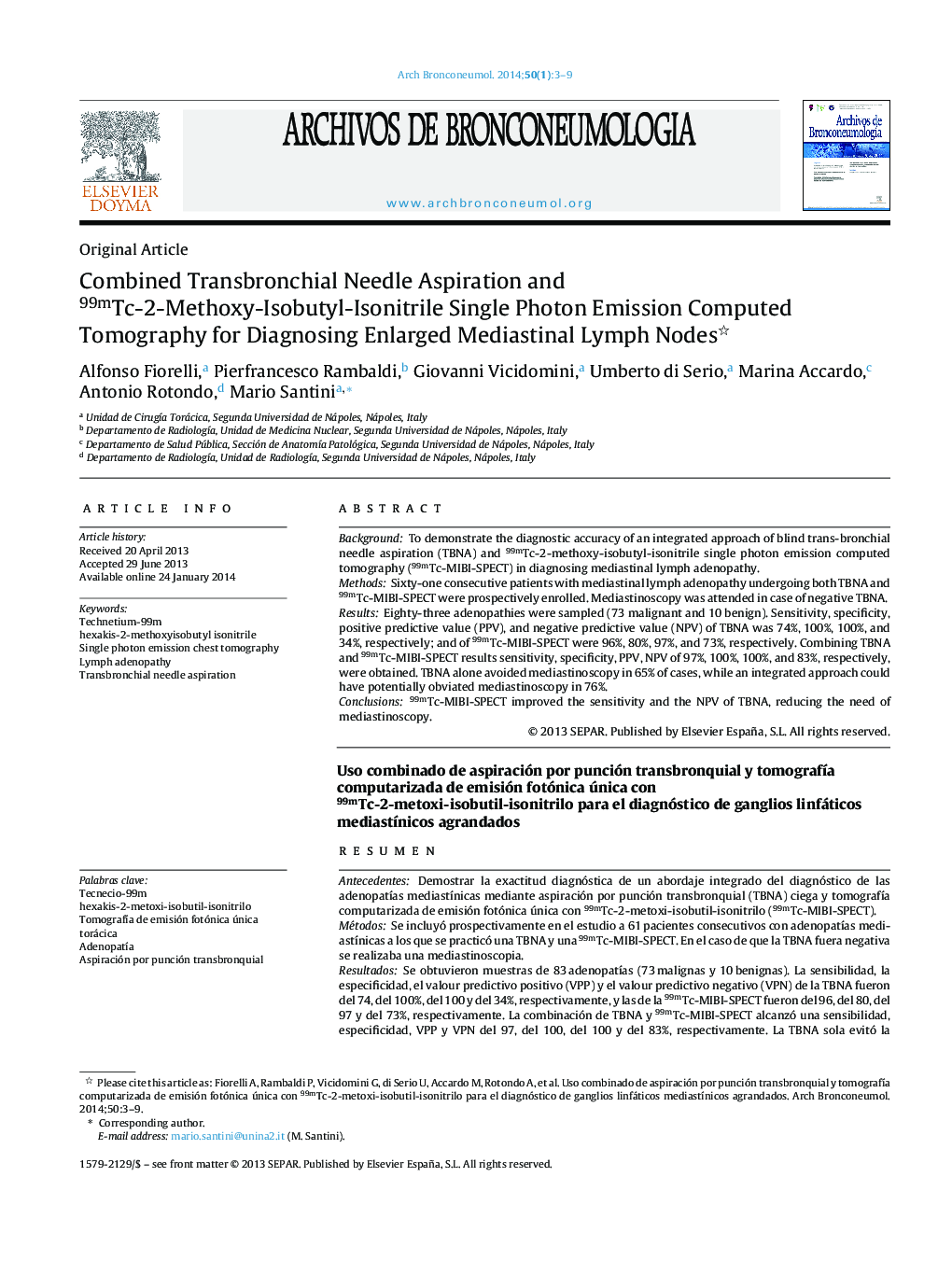 Combined Transbronchial Needle Aspiration and 99mTc-2-Methoxy-Isobutyl-Isonitrile Single Photon Emission Computed Tomography for Diagnosing Enlarged Mediastinal Lymph Nodes 