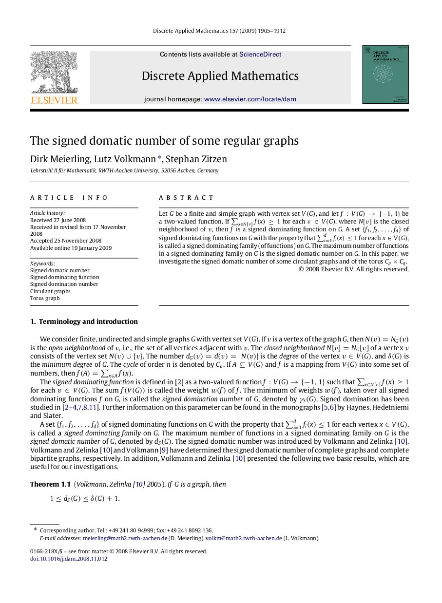 The signed domatic number of some regular graphs