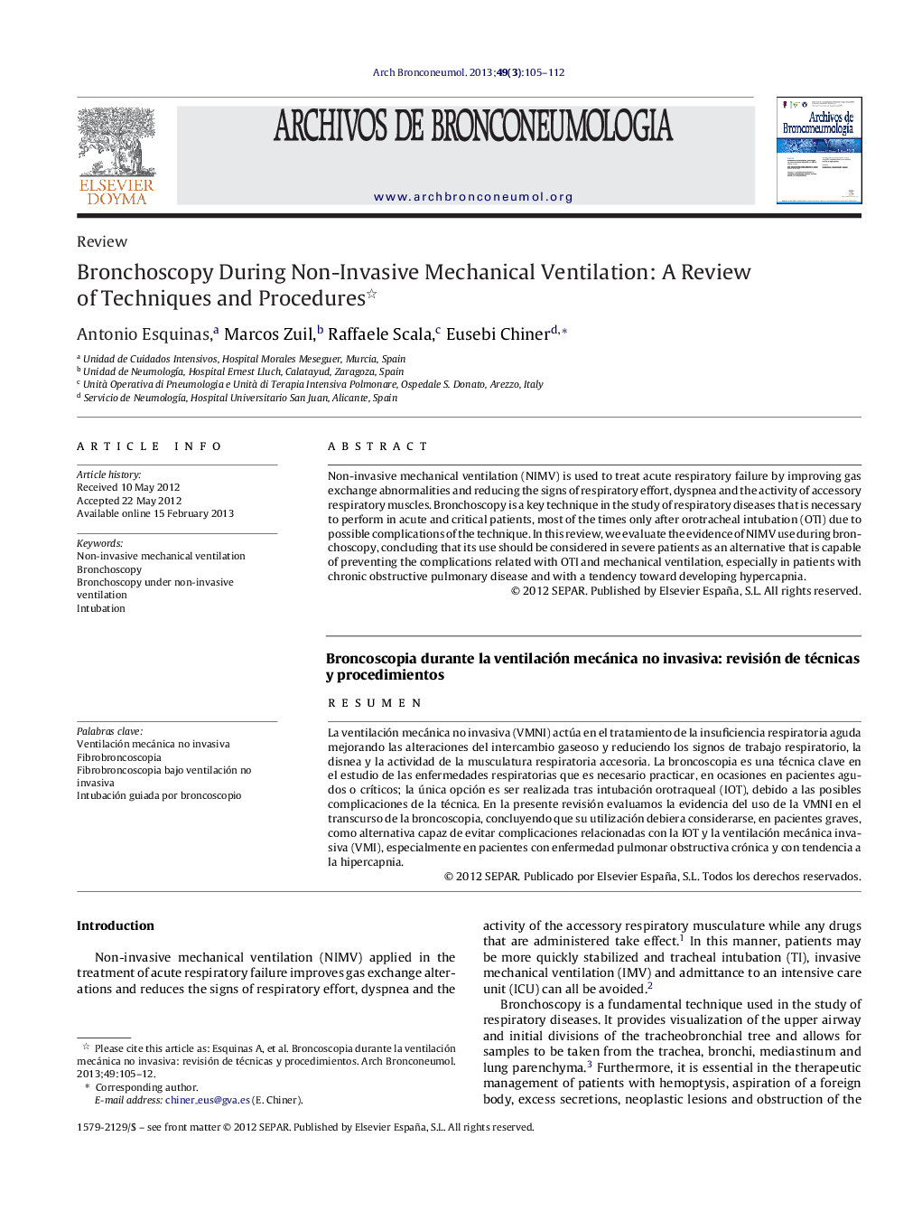 Bronchoscopy During Non-Invasive Mechanical Ventilation: A Review of Techniques and Procedures 