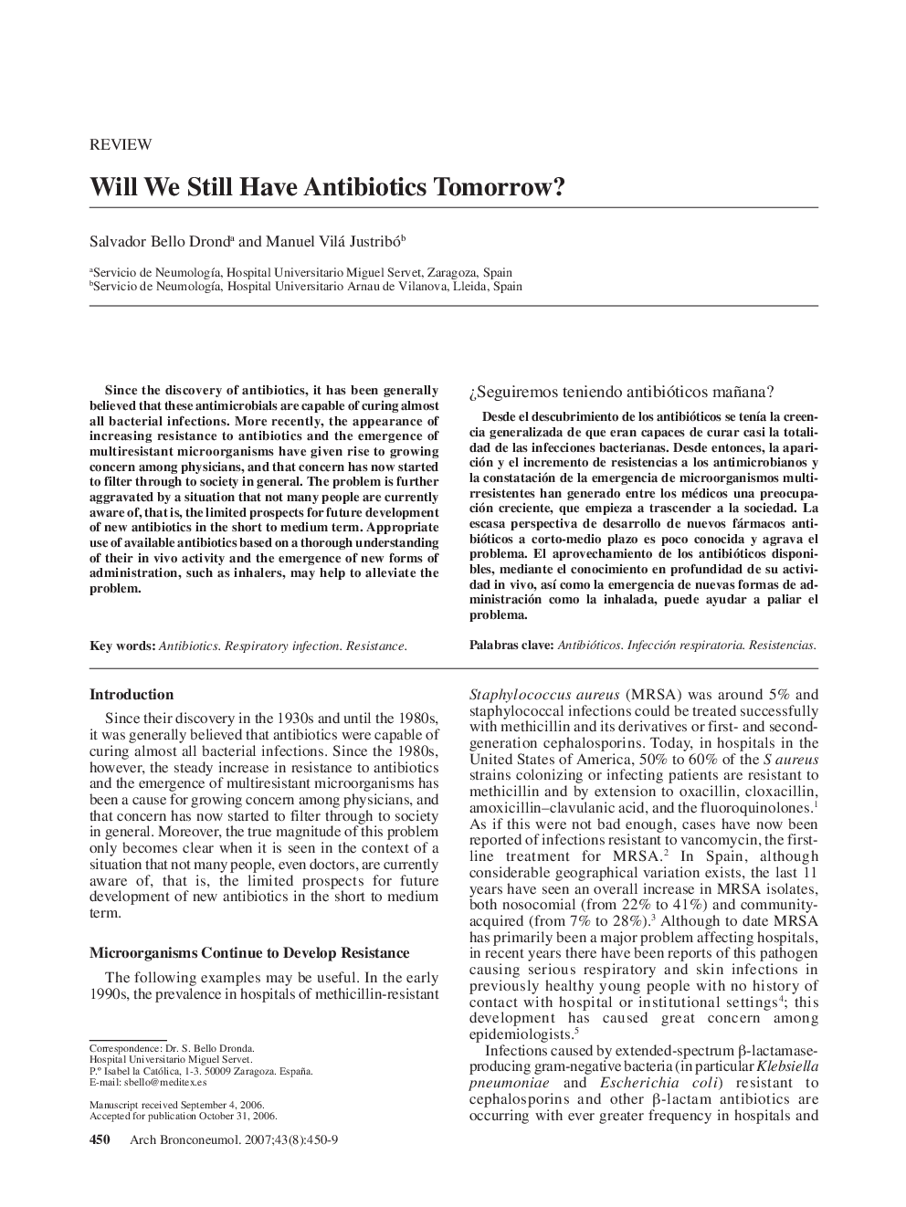 Will We Still Have Antibiotics Tomorrow?