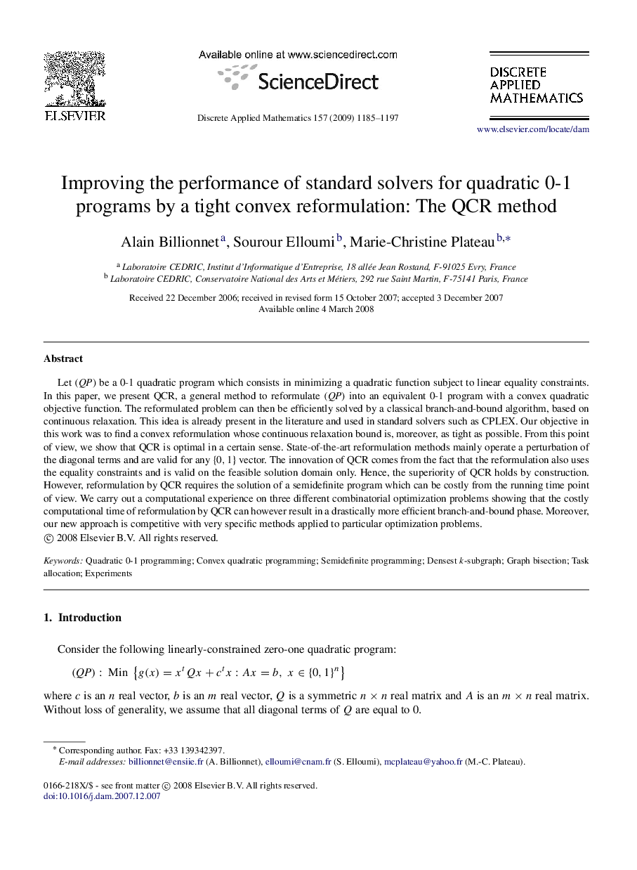 Improving the performance of standard solvers for quadratic 0-1 programs by a tight convex reformulation: The QCR method