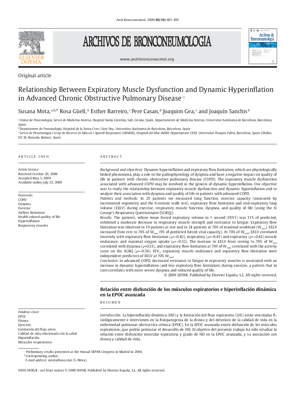 Relationship Between Expiratory Muscle Dysfunction and Dynamic Hyperinflation in Advanced Chronic Obstructive Pulmonary Disease 