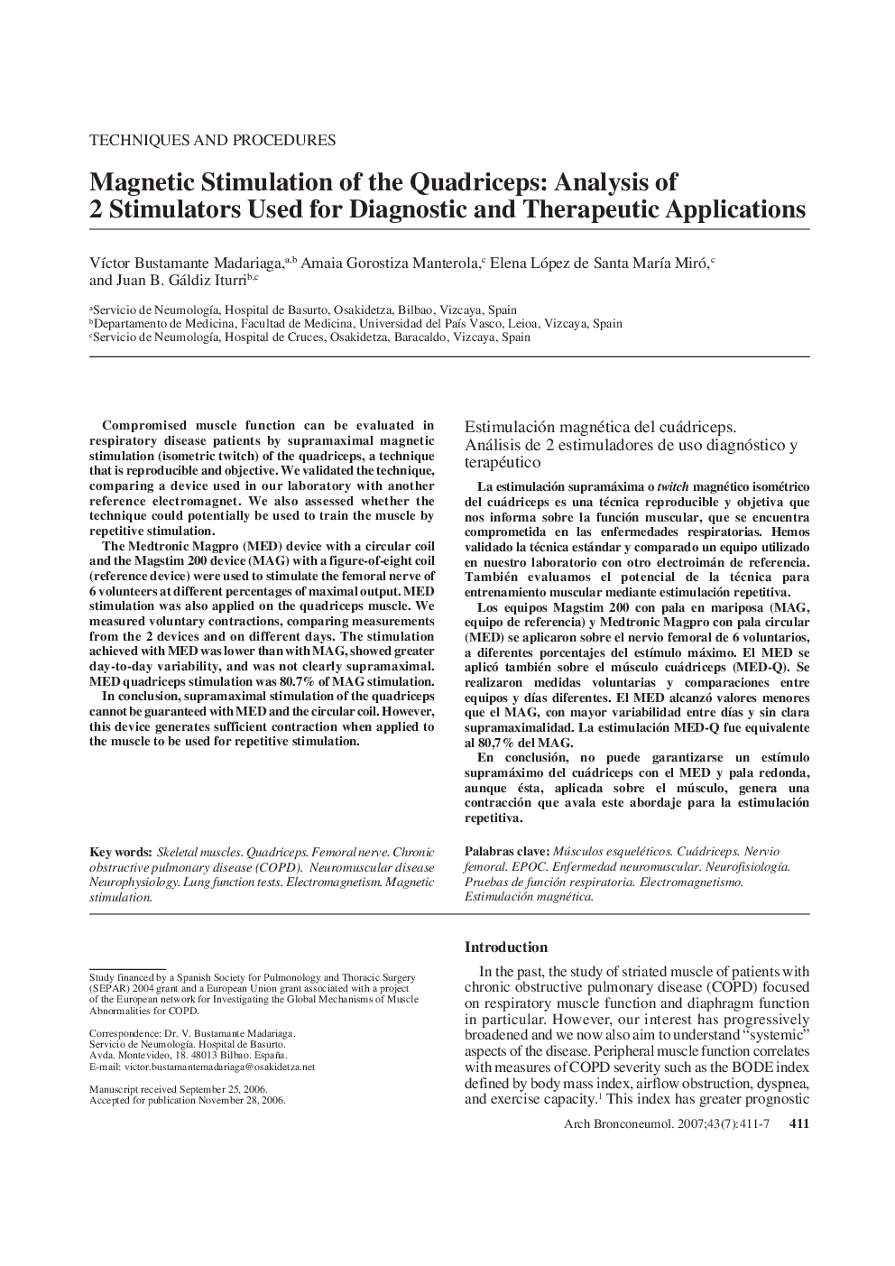 Magnetic Stimulation of the Quadriceps: Analysis of 2 Stimulators Used for Diagnostic and Therapeutic Applications 