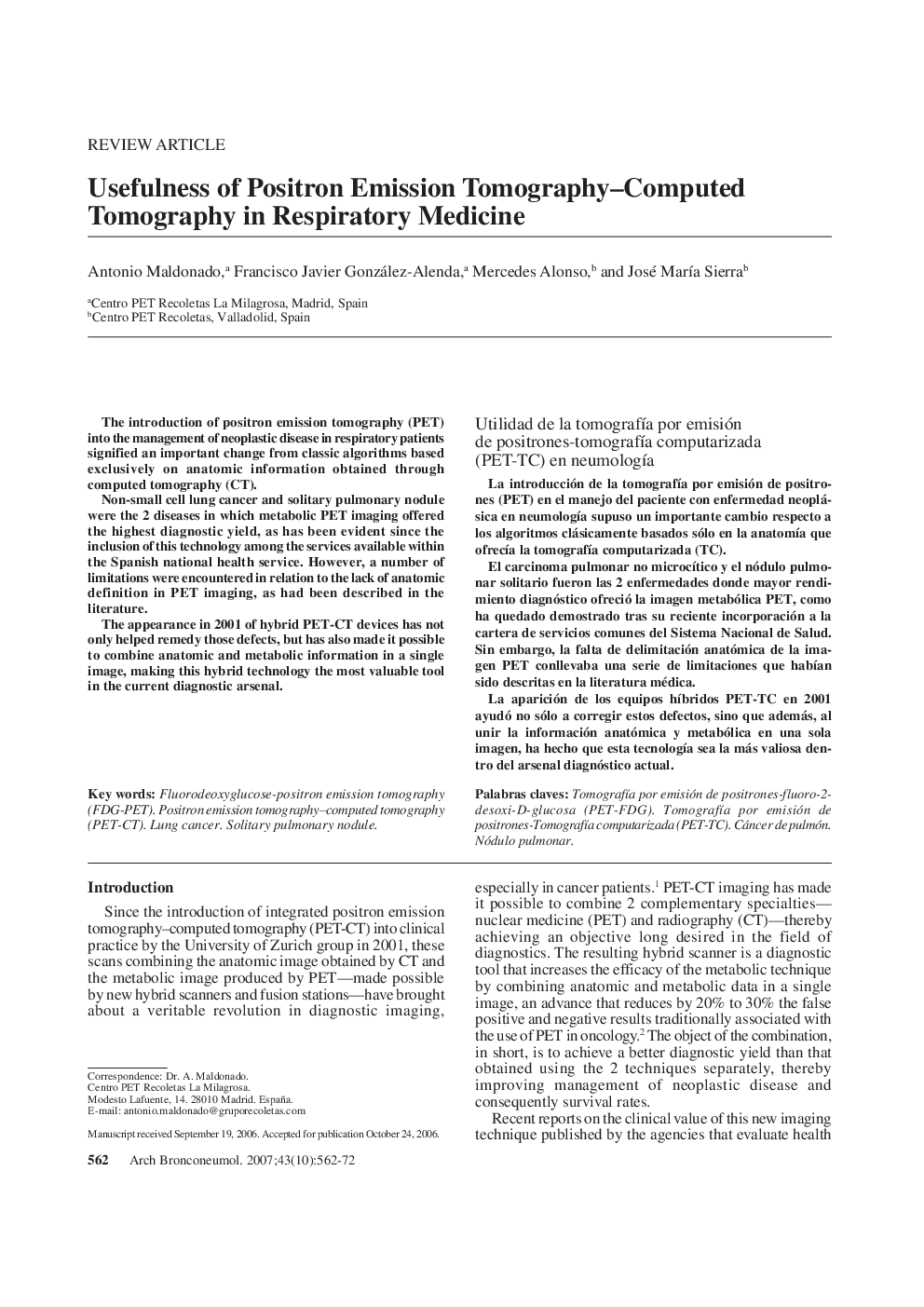 Usefulness of Positron Emission Tomography-Computed Tomography in Respiratory Medicine