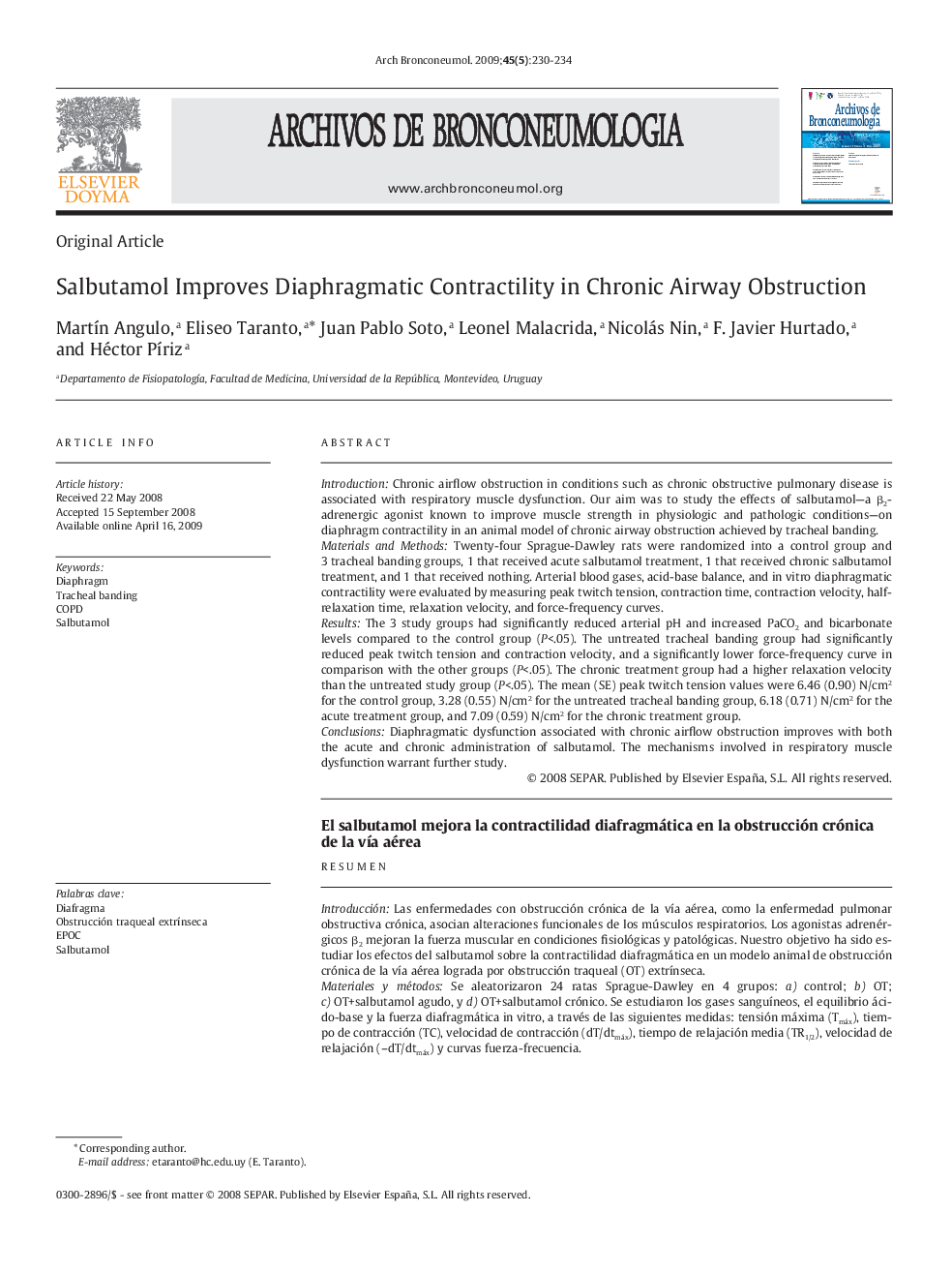 Salbutamol Improves Diaphragmatic Contractility in Chronic Airway Obstruction