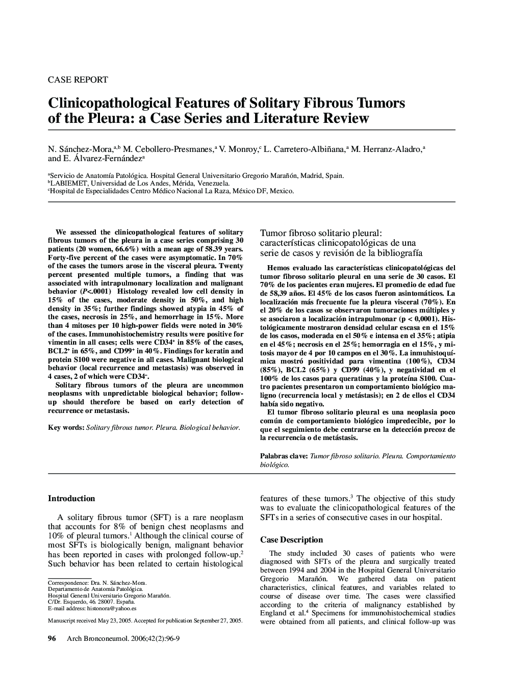 Clinicopathological Features of Solitary Fibrous Tumors of the Pleura: a Case Series and Literature Review
