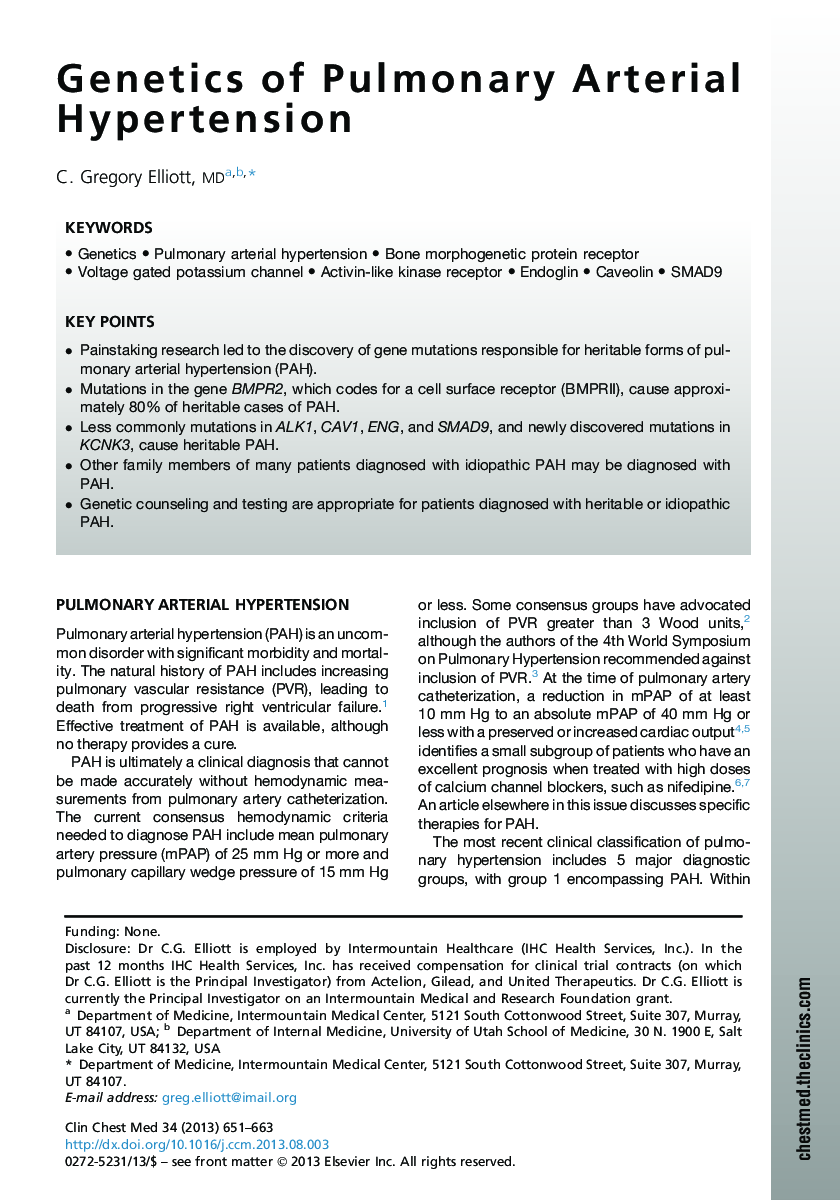 Genetics of Pulmonary Arterial Hypertension