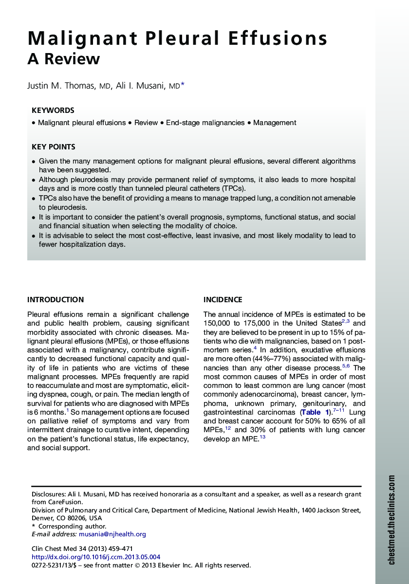 Malignant Pleural Effusions