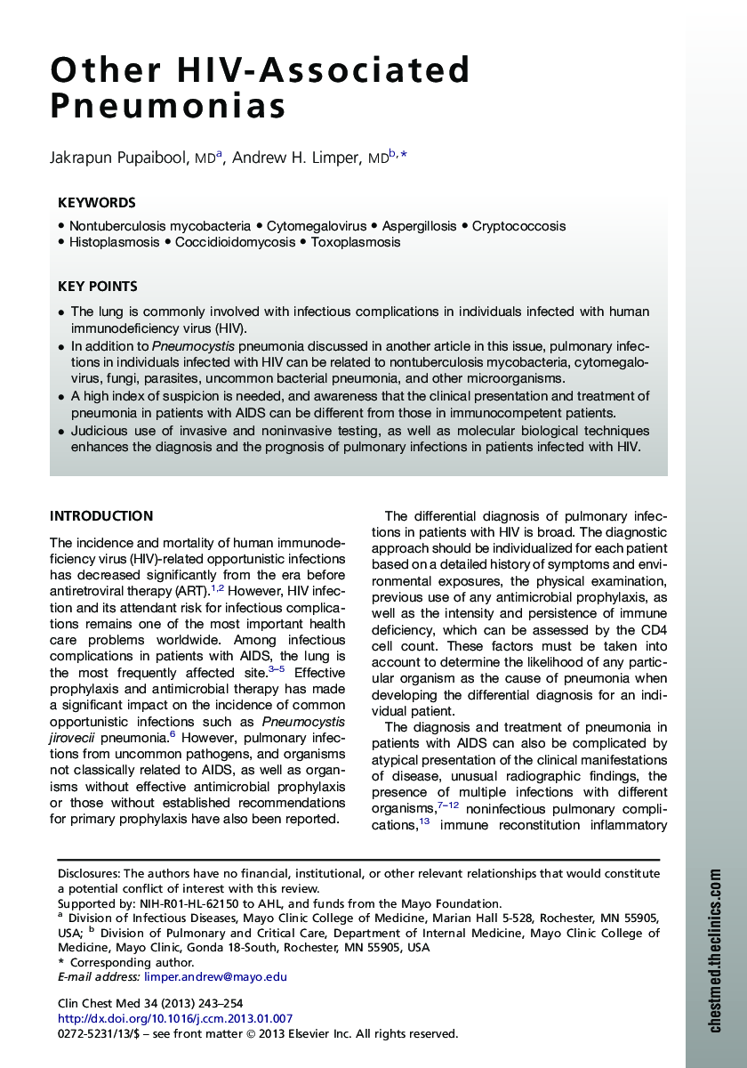 Other HIV-Associated Pneumonias