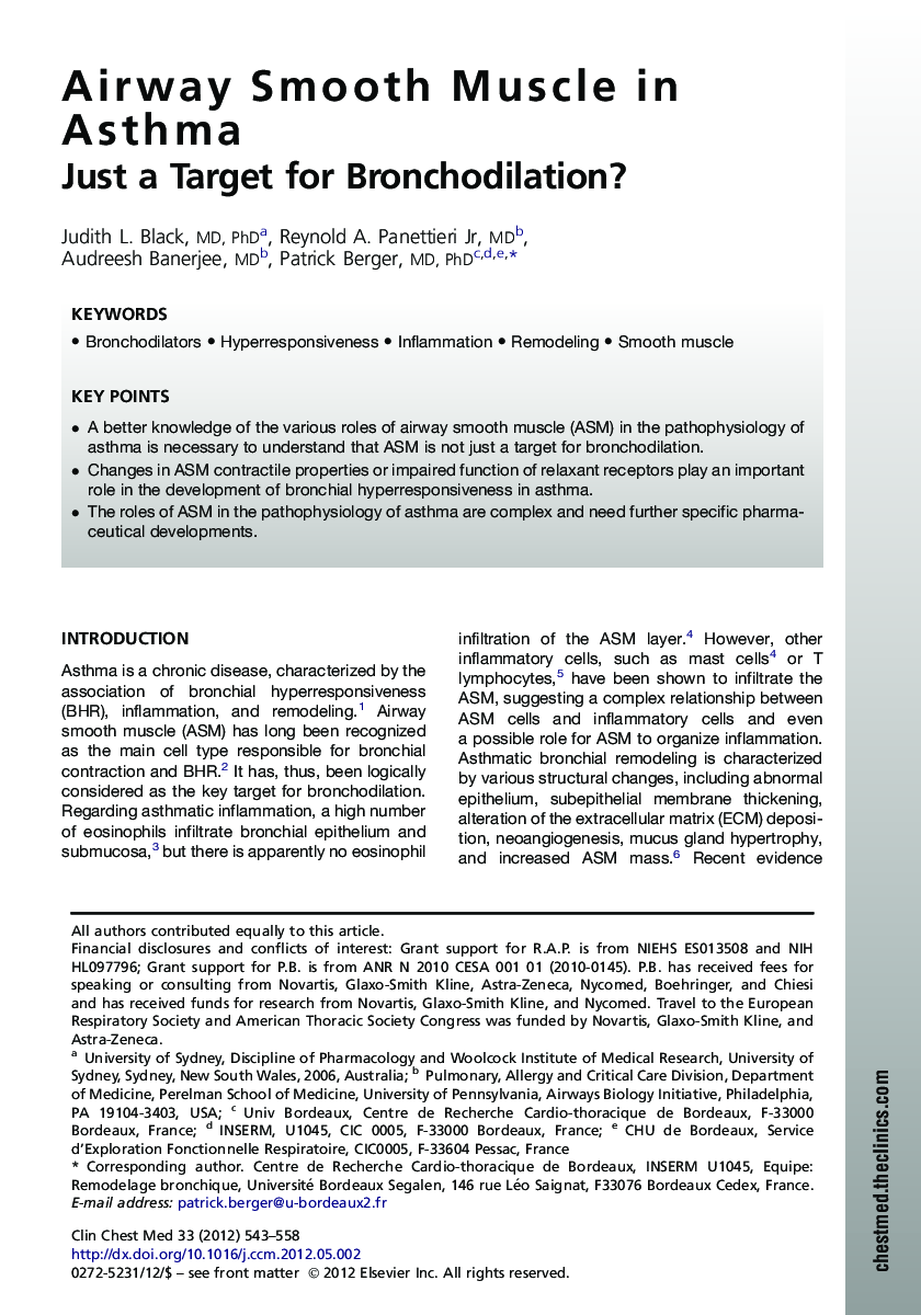 Airway Smooth Muscle in Asthma