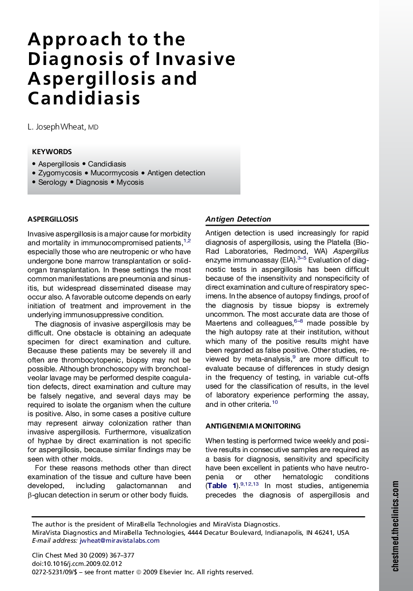 Approach to the Diagnosis of Invasive Aspergillosis and Candidiasis